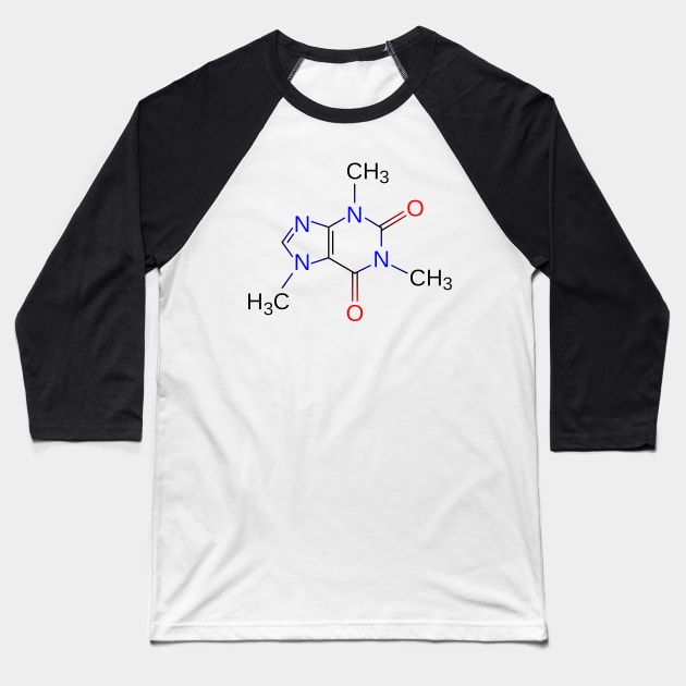 Caffeine Molecule for Coffee and Science Lovers Baseball T-Shirt by Webdango